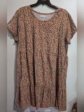 Maurices Tan Tunic Dress with Black Spot Print